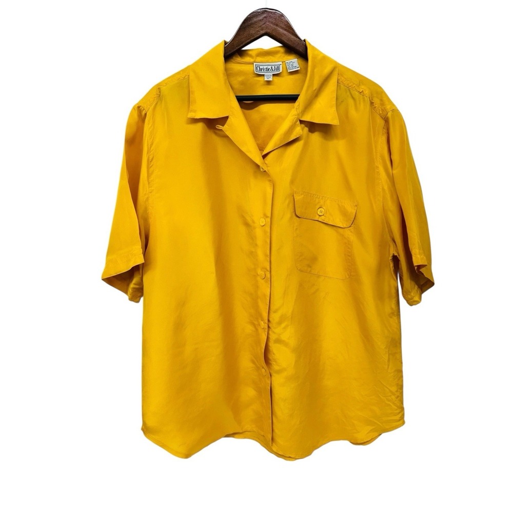 Vintage Christie & Jill 100% Silk  Gold Yellow Mustard Woman's Size XL Pre-owned